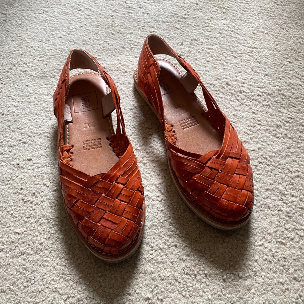 Woven Huarache Orange Leather